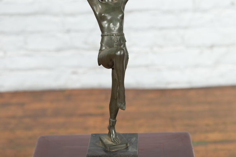 Lampe de Bureau Style Art Déco Dancers en Bronze, 1980s en vente