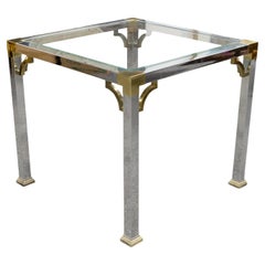 Vintage Art Deco Style Maison Jansen Chrome Brass Glass Square Coffee Side Table