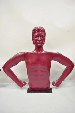 Vintage Art Deco Style Male & Female Couple Red & Black Torso Art Mannequins