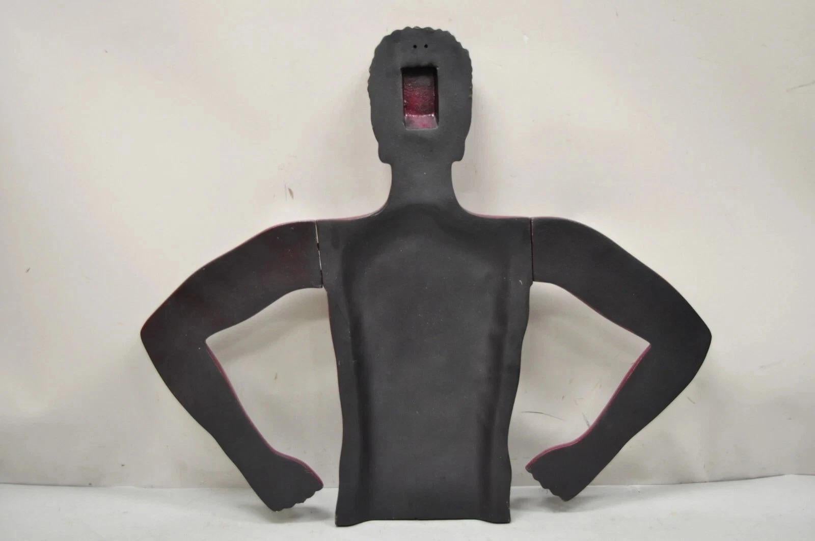 Manichini d'arte d'epoca in stile Art Deco, coppia maschile e femminile, torso rosso e nero in vendita 2