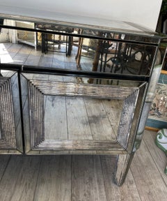 Vintage Art Deco Mirrored Cabinet, Fluted Design, Circa 1960s, Elegant