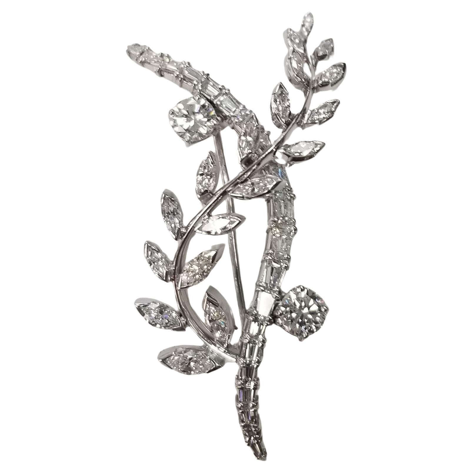  Vintage Art Deco Style Platinum and  Diamond Brooch