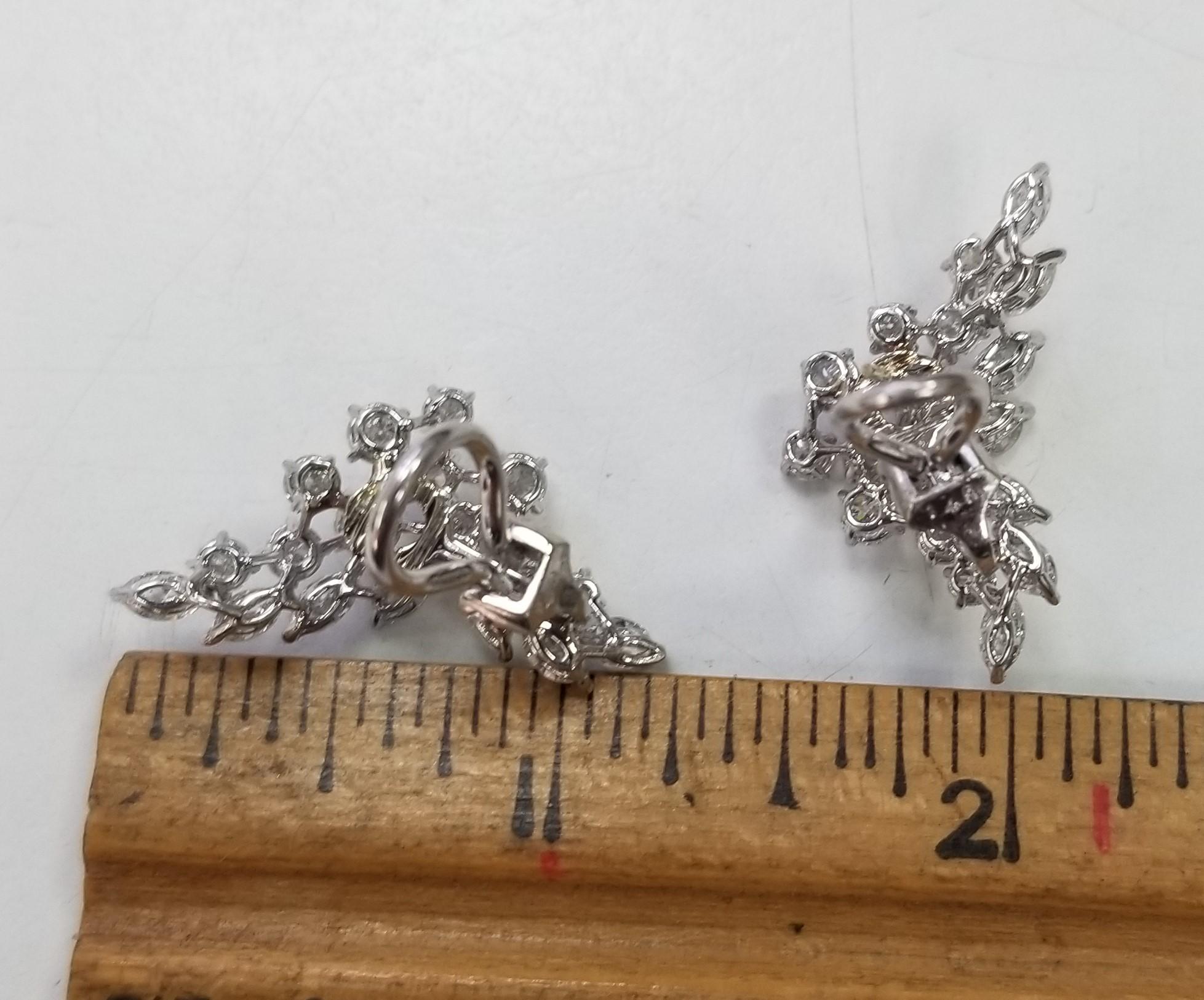 Marquise Cut  Vintage Art Deco Style Platinum and  Diamond Earrings 4.02 carats For Sale