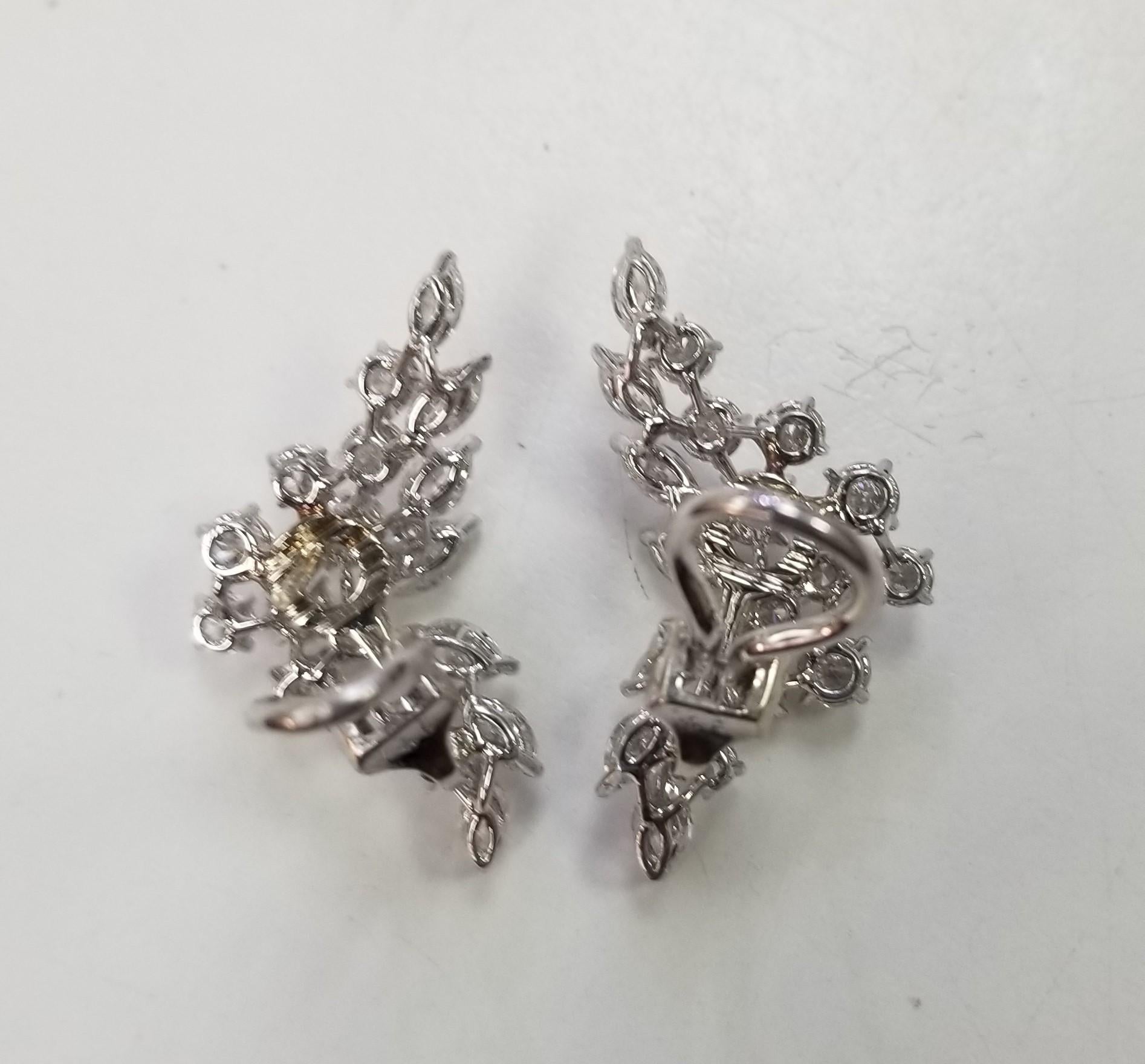 Women's or Men's  Vintage Art Deco Style Platinum and  Diamond Earrings 4.02 carats For Sale