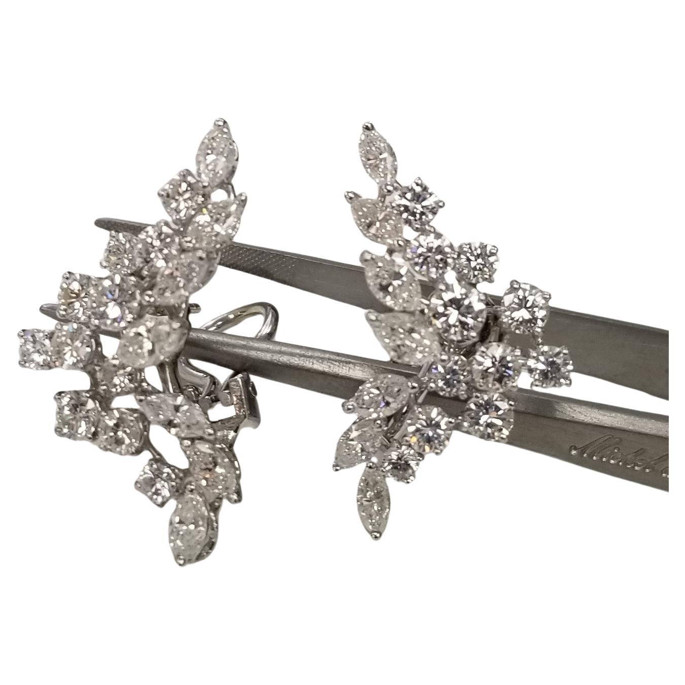  Vintage Art Deco Style Platinum and  Diamond Earrings 4.02 carats For Sale