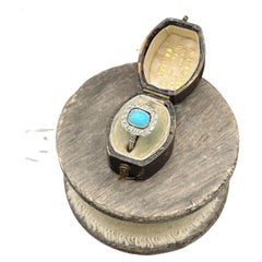 Vintage Art Deco Style Platinum Turquoise & Diamond Ring