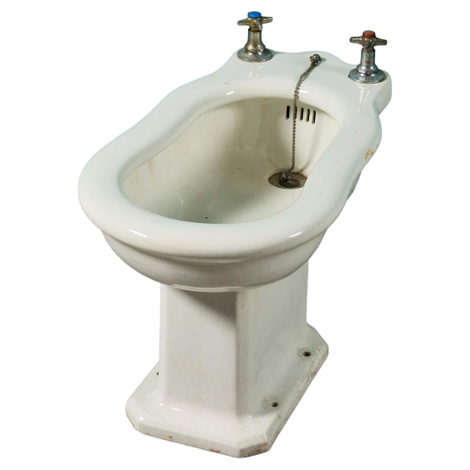 Vintage Art Deco Style Porcelain Bidet For Sale