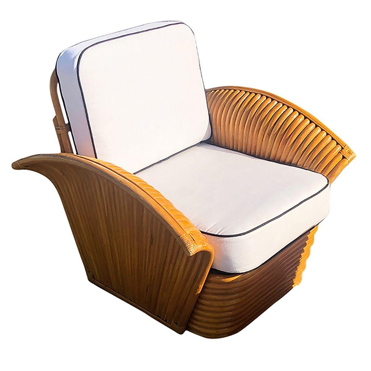 Set di sedie/optano con bracci a ventaglio in rattan in stile Art-Deco vintage, 3 set disponibili In condizioni ottime in vendita a Van Nuys, CA