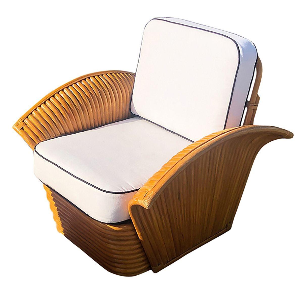 Fine XX secolo Set di sedie/optano con bracci a ventaglio in rattan in stile Art-Deco vintage, 3 set disponibili in vendita