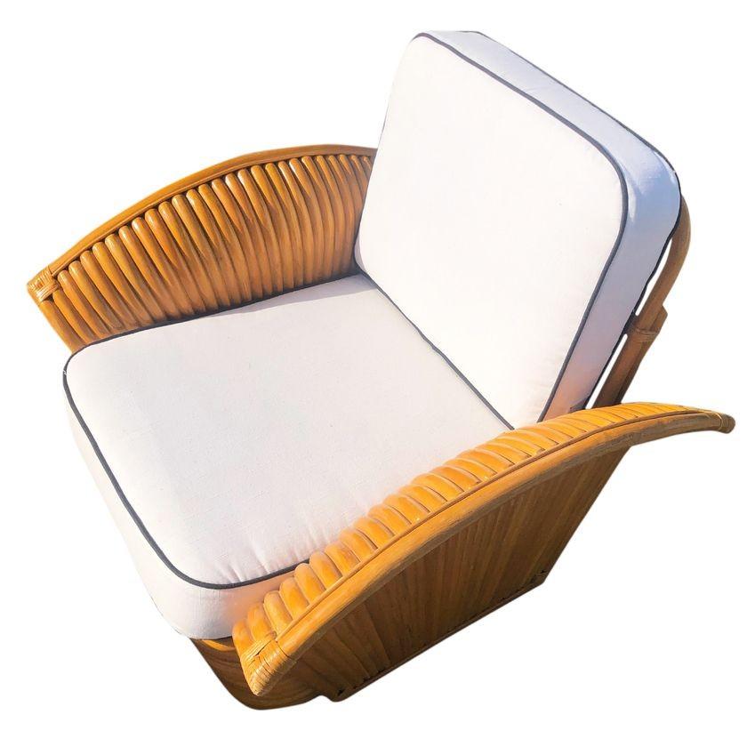 Rattan Set di sedie/optano con bracci a ventaglio in rattan in stile Art-Deco vintage, 3 set disponibili in vendita