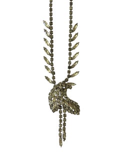Vintage Art Deco Style Rhinestone Articulated Drop Necklace, circa 1940s-1950s