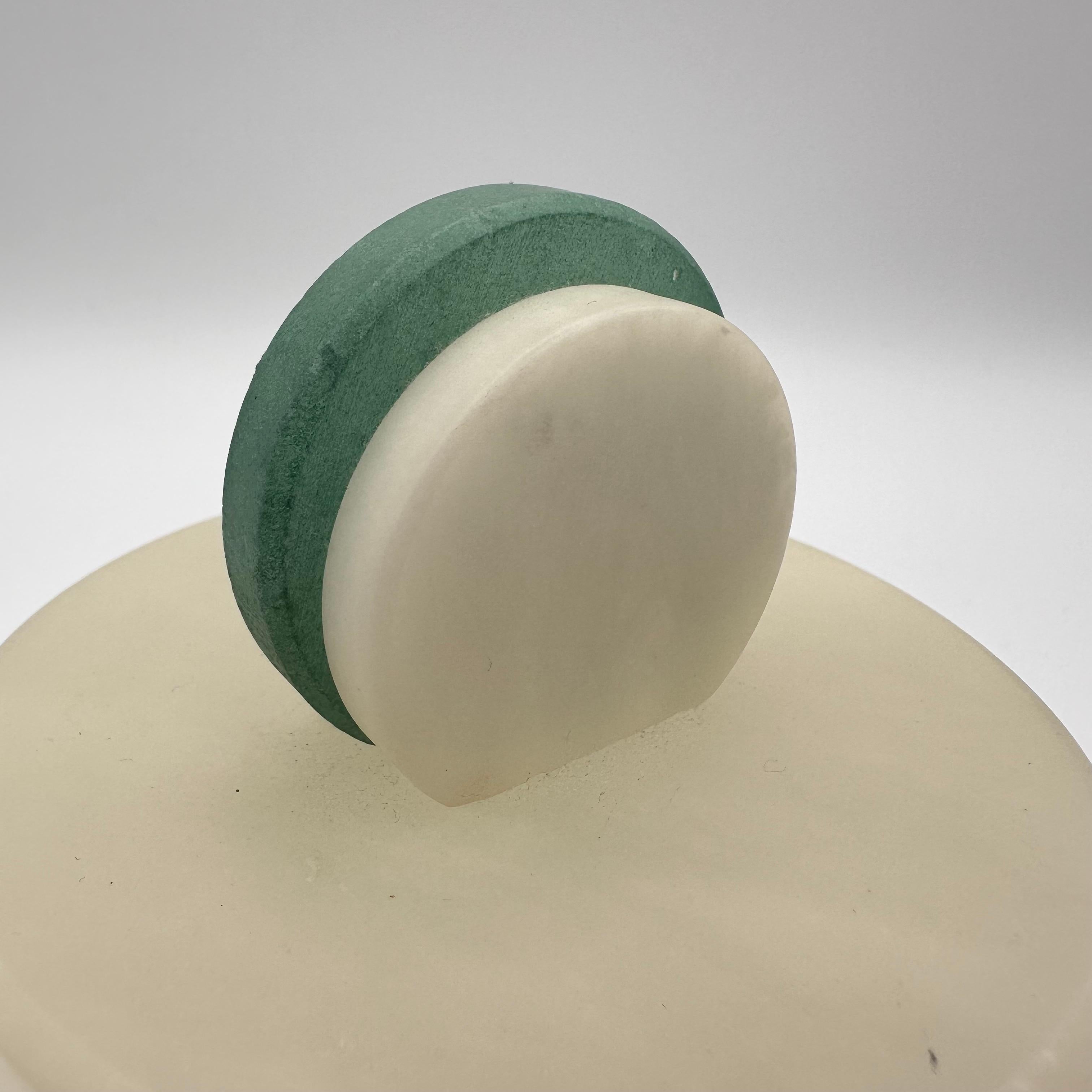 Vintage Art Deco Style Round Lidded Stone Box with White and Green  For Sale 11