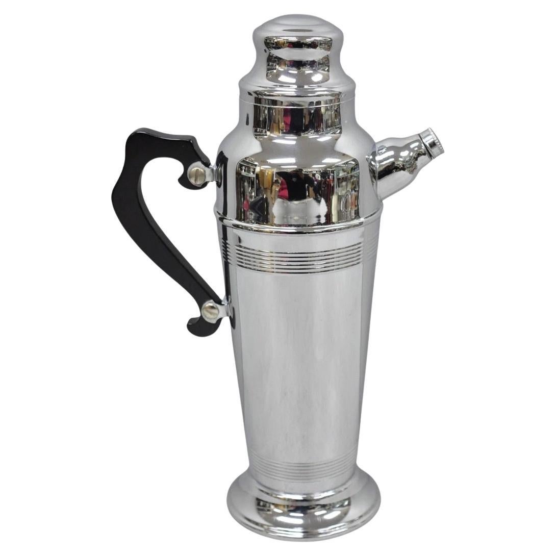 Vintage Art Deco Style Silver Plated Martini Bar Cocktail Shaker Pitcher For Sale
