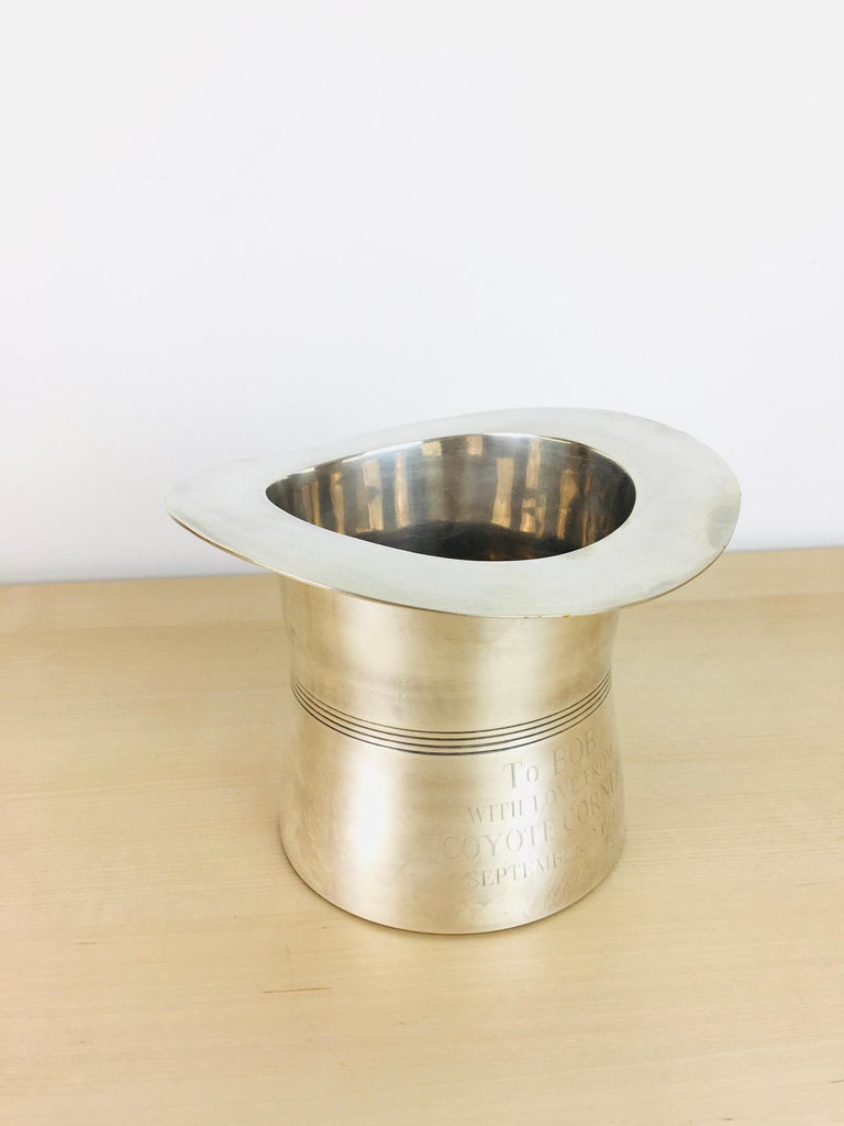 Vintage Art Deco Style Silverplated Top Hat Ice Bucket For Sale at 1stDibs