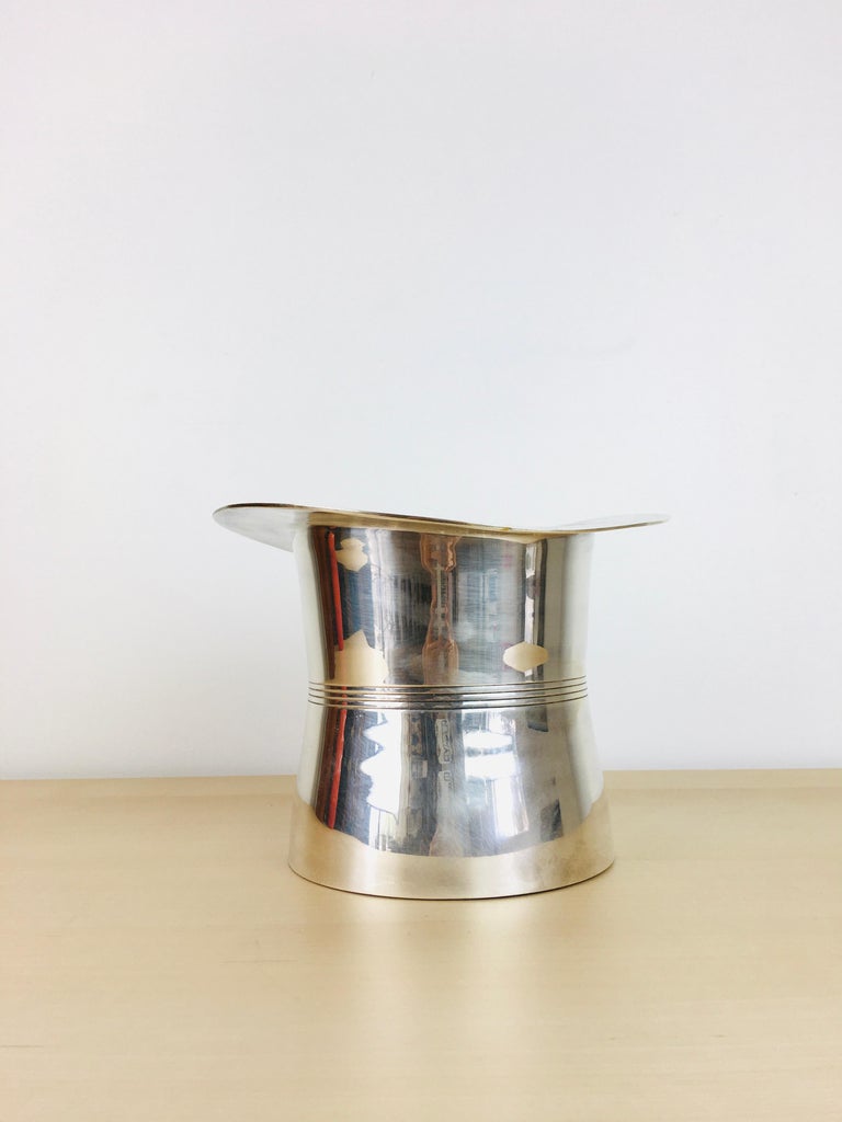 Vintage Art Deco Style Silverplated Top Hat Ice Bucket For Sale at 1stDibs