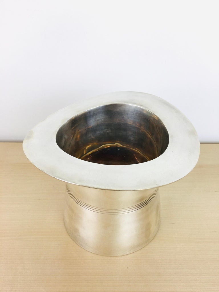 Vintage Art Deco Style Silverplated Top Hat Ice Bucket For Sale at 1stDibs