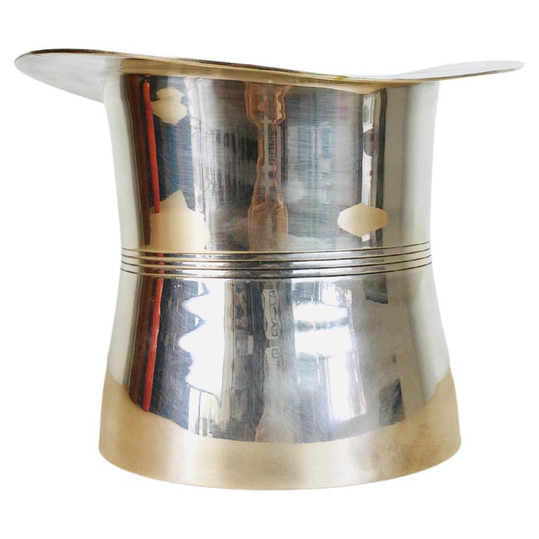 Vintage Art Deco Style Silverplated Top Hat Ice Bucket For Sale at 1stDibs