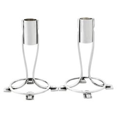 Vintage-Kerzenhalter aus Sterlingsilber im Art-déco-Stil