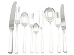 Vintage Art Deco Style Sterling Silver Canteen of Cutlery for Twelve Persons