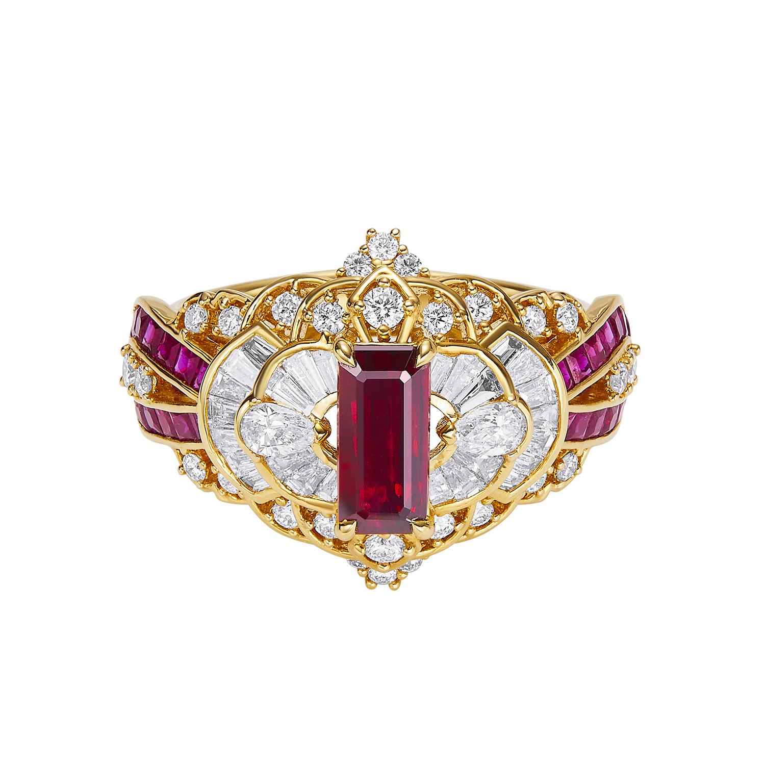 This Vintage Art Deco Style Stunning Pigeon Blood Ring is a timeless piece that combines elegant design with breathtaking beauty. Crafted with precision, the ring features a bold and vivid pigeon blood gemstone, evoking a sense of luxury and