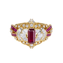 Vintage Art Deco Style Stunning Pigeon Blood Ruby Ring