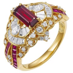 Vintage Art Deco Style Stunning Pigeon Blood Ruby Ring