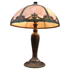 Vintage Art Deco Style Table Lamp with Decorative Glass Shade