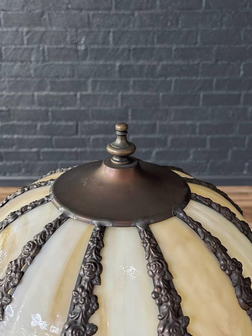 Mid-20th Century Vintage Art Deco Style Table Lamp with Tiffany Style Shade