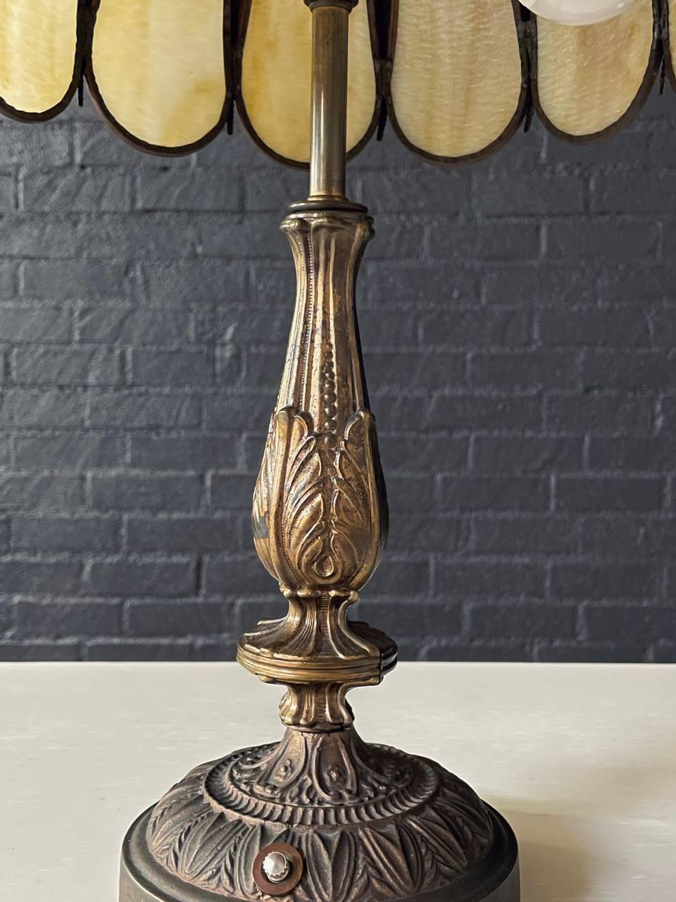 Vintage Art Deco Style Table Lamp with Tiffany Style Shade 2