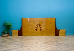 Vintage Art Deco Style Walnut Headboard