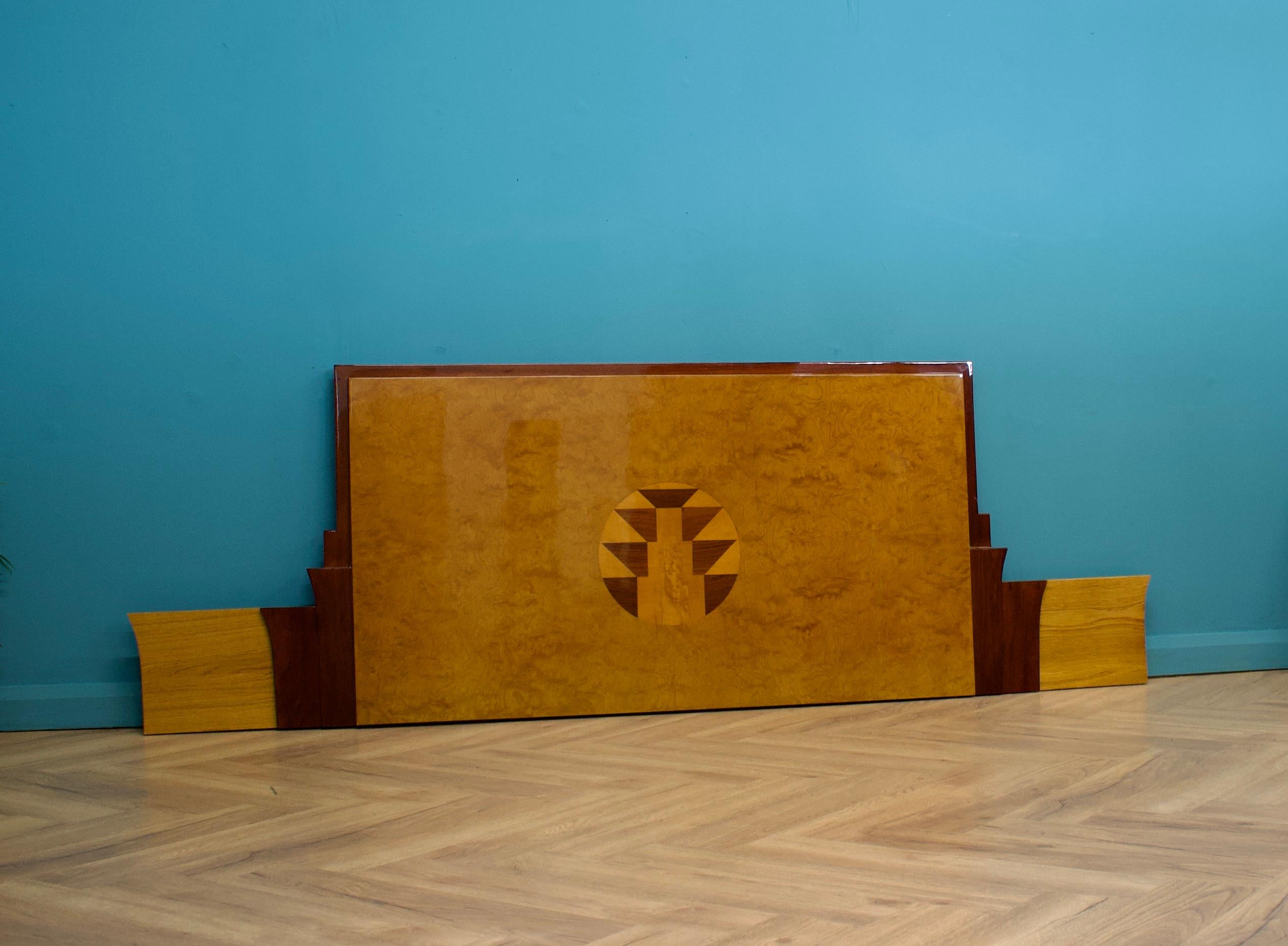Mid-Century Modern Vintage Art Deco Style Walnut Headboard