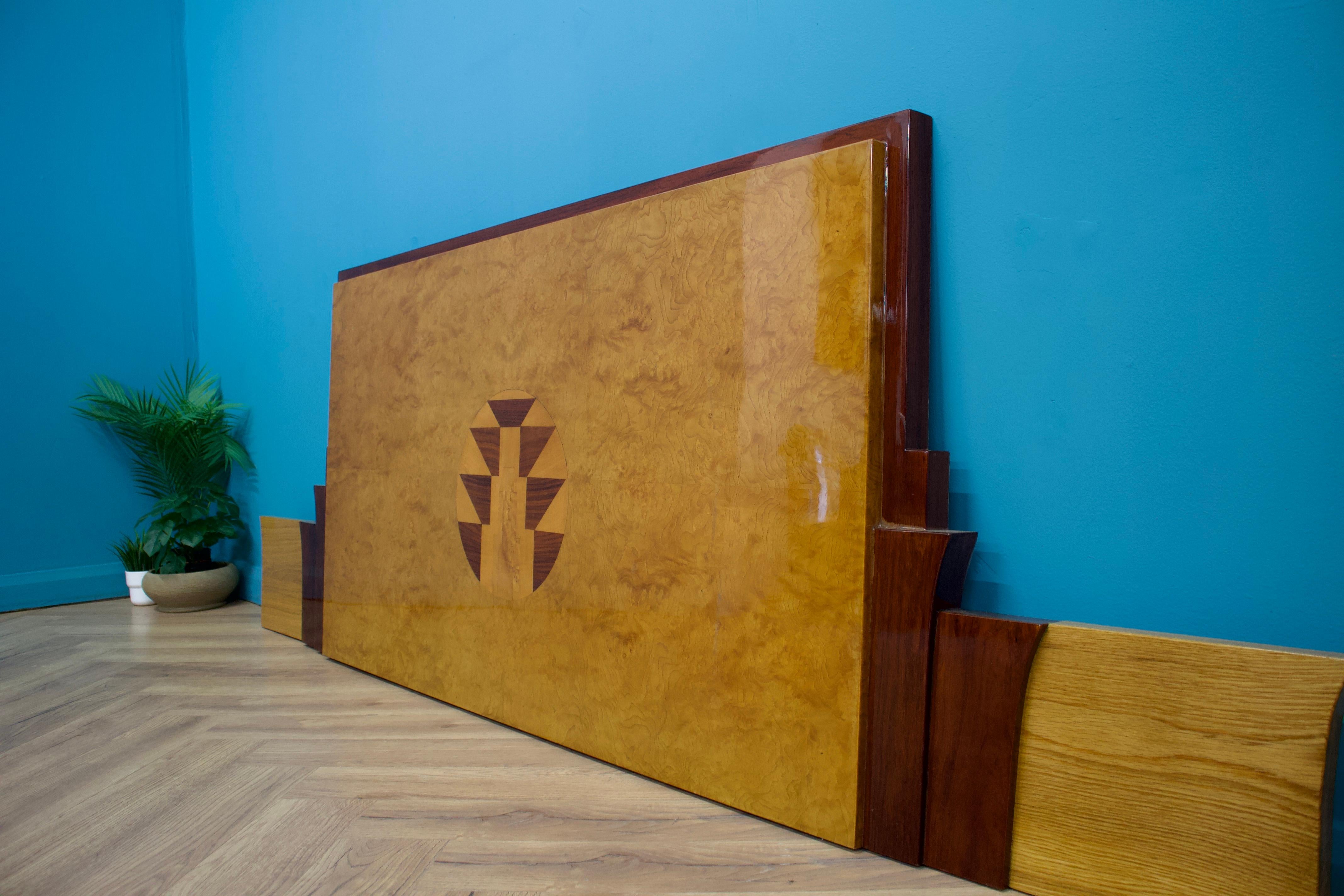Veneer Vintage Art Deco Style Walnut Headboard