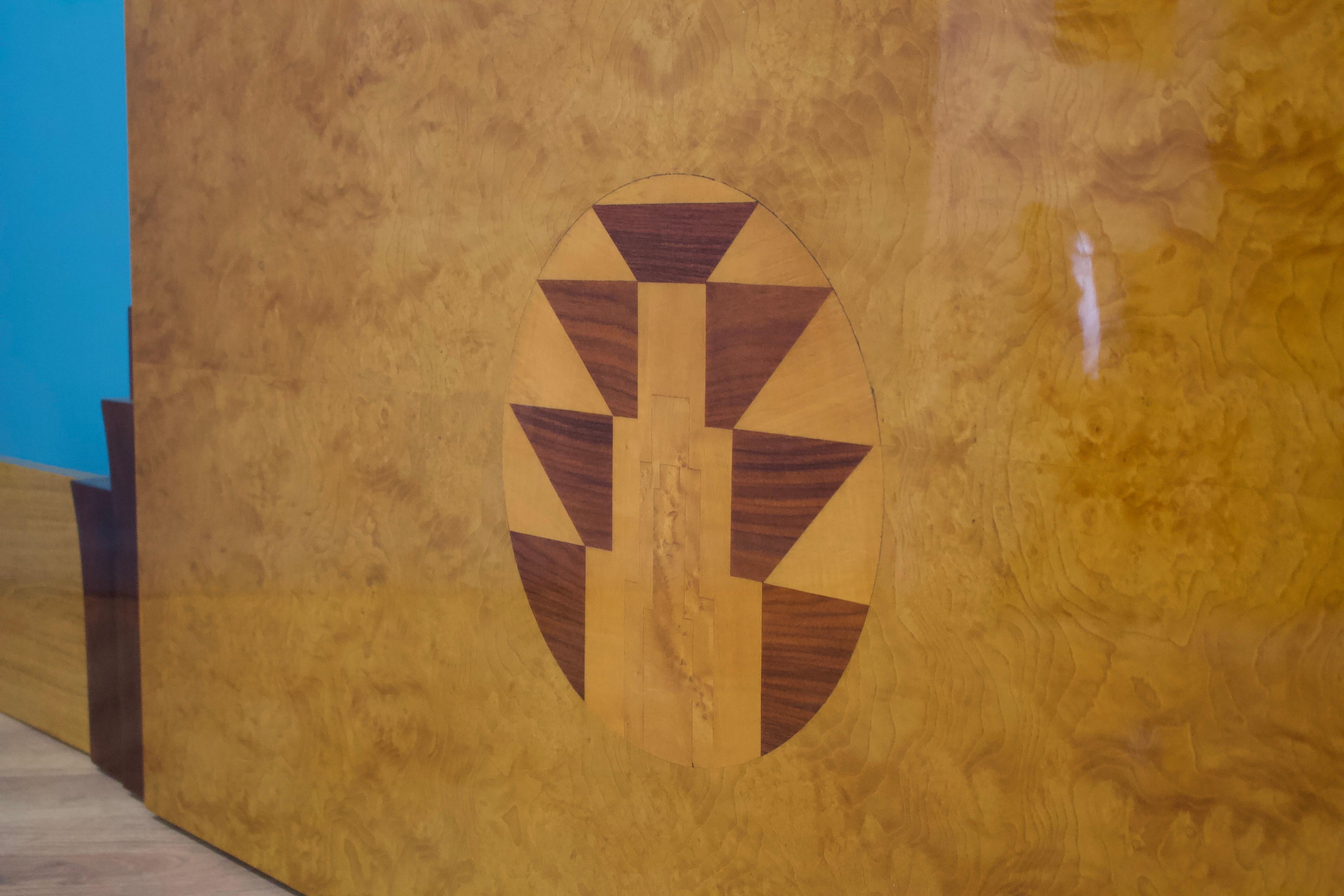 Vintage Art Deco Style Walnut Headboard In Good Condition In South Shields, GB
