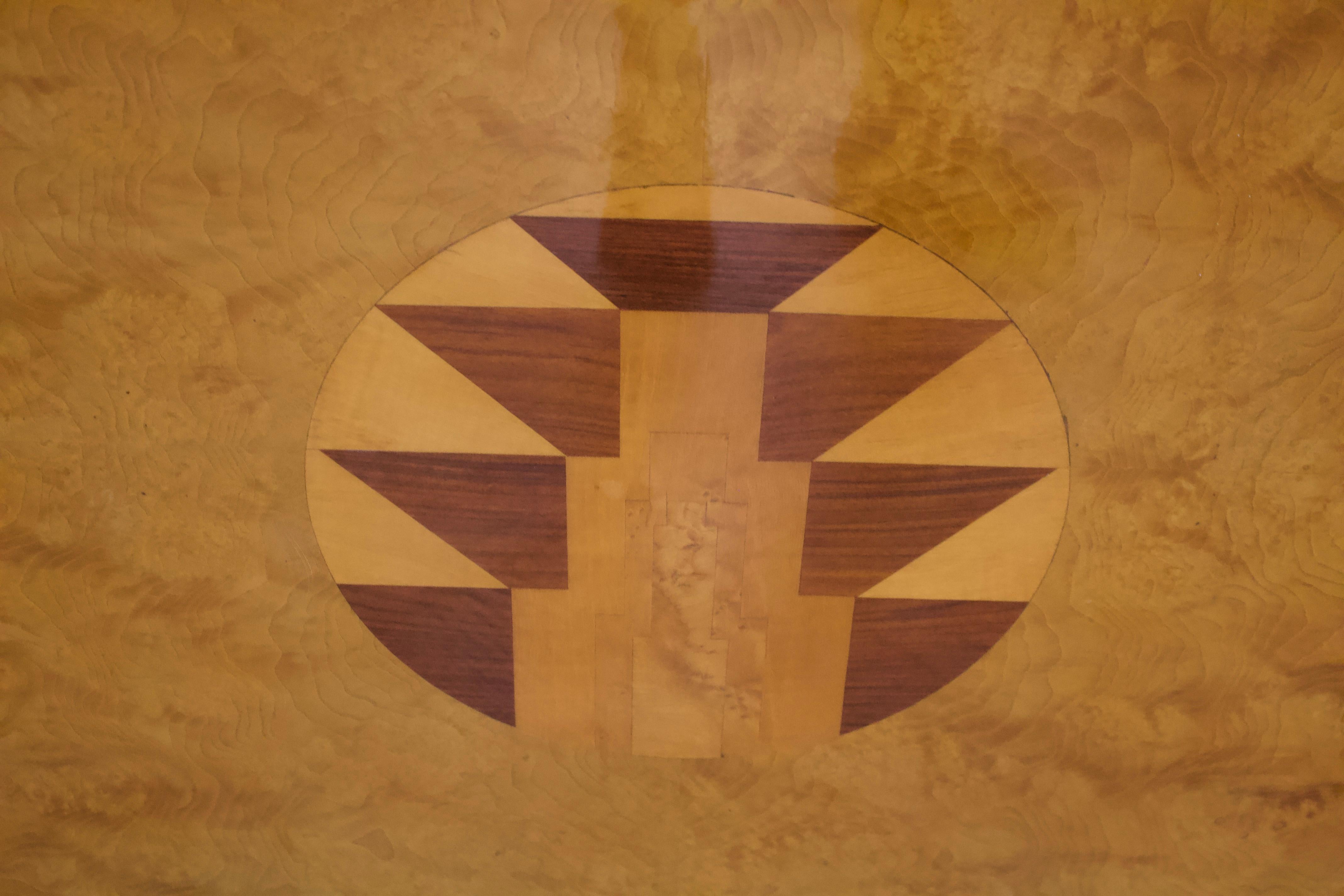 Contemporary Vintage Art Deco Style Walnut Headboard
