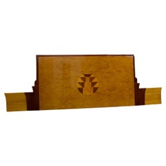 Vintage Art Deco Style Walnut Headboard