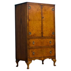 Vintage Art Deco Style Walnut Tallboy Linen Cabinet, 1950s