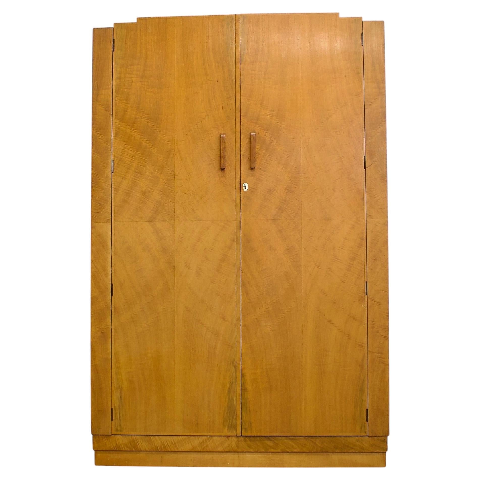 Vintage Art Deco Style Walnut Wardrobe, 1930s