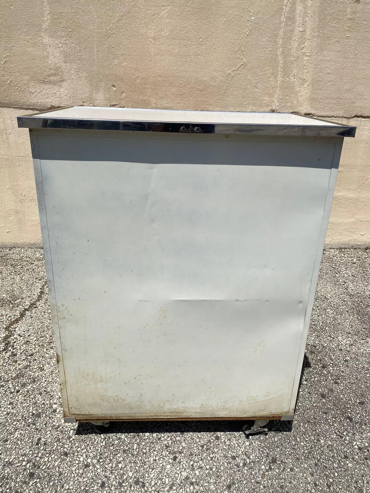 Vintage Art Deco Style White Steel Metal Kitchen Medical Dental Cabinet 2