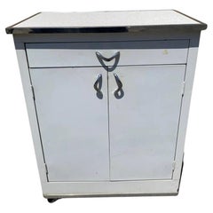 Vintage Art Deco Style White Steel Metal Kitchen Medical Dental Cabinet