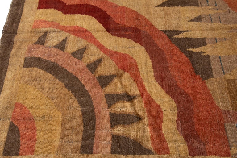 Vintage Art Deco Style Wool Rug at 1stDibs