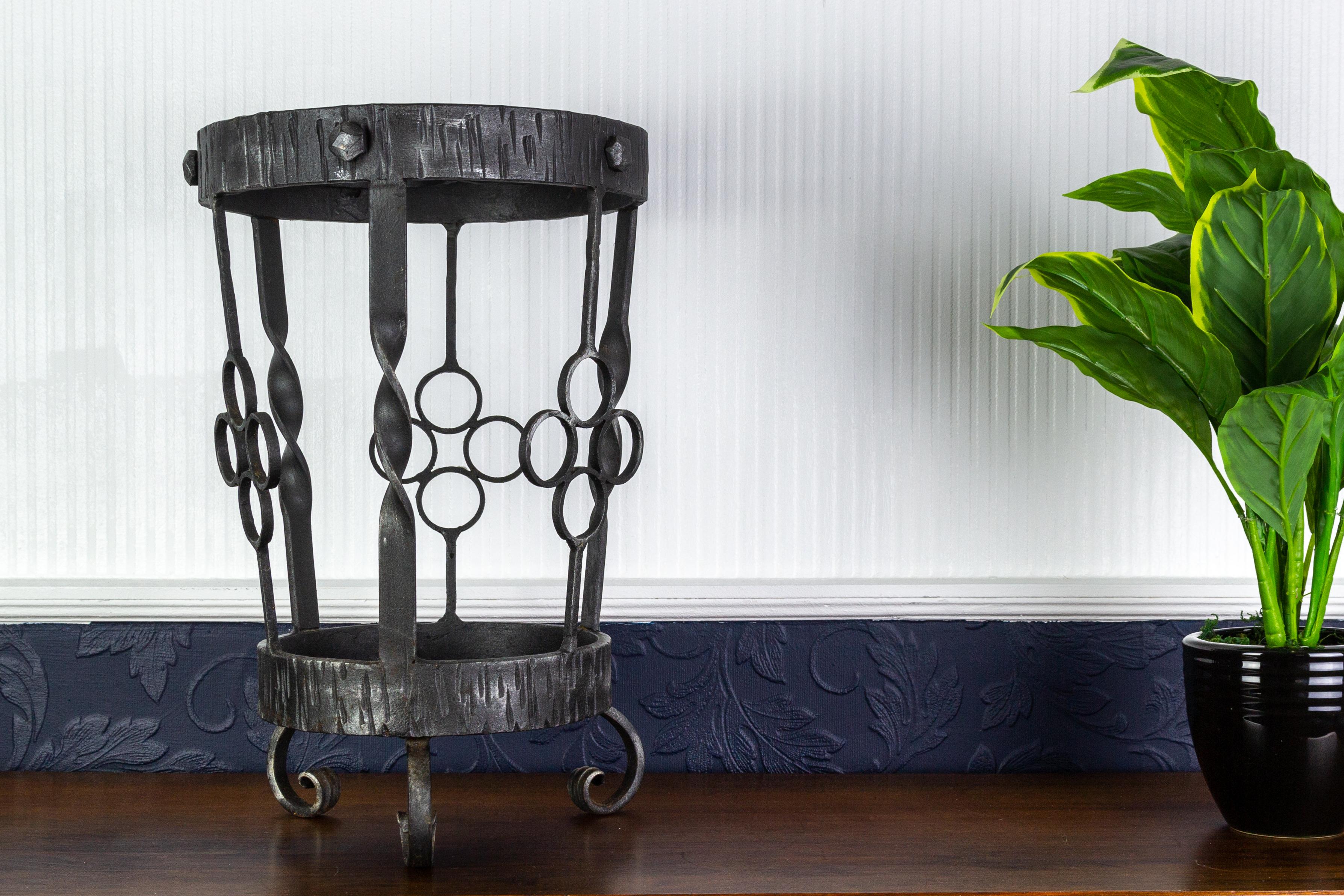 Vintage Art Deco Style Wrought Iron Umbrella Stand or Cane Holder For Sale 7