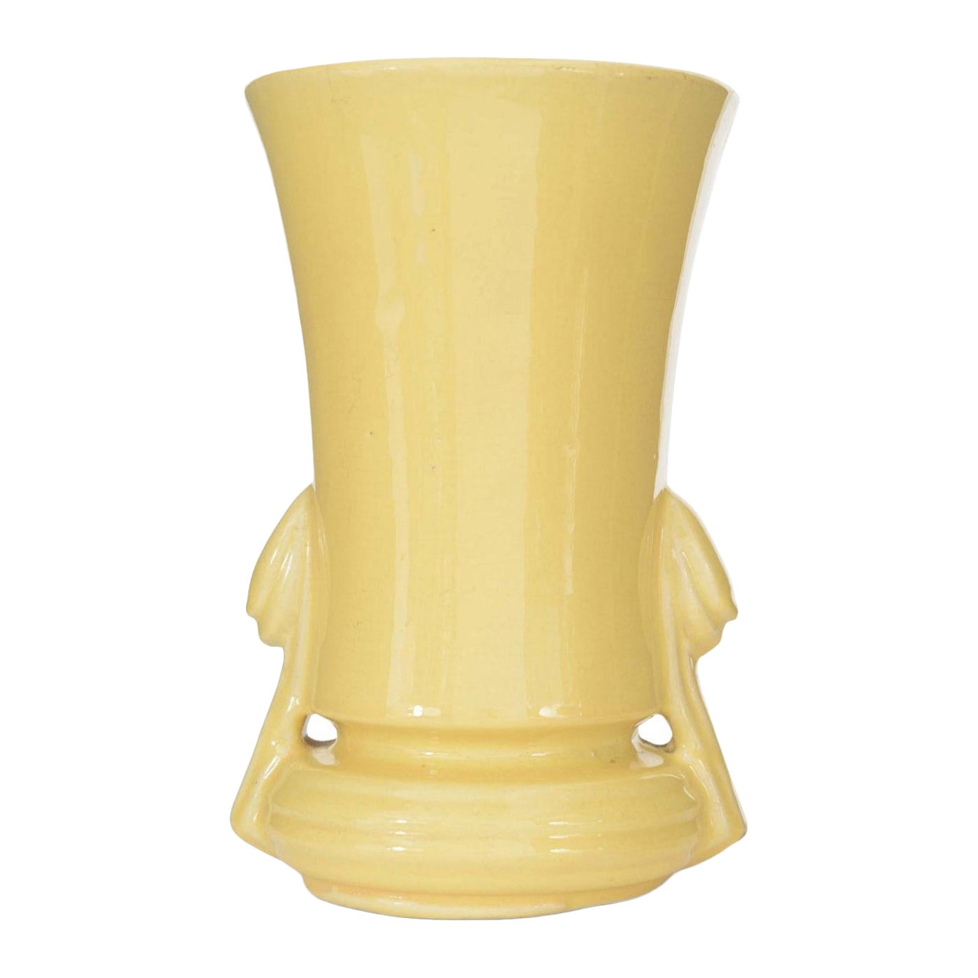 Vintage Art Deco Style Yellow Ceramic Urn Vase