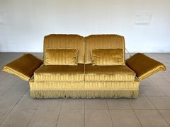 Vintage Art Deco Styled Adjustable Sofa Bed With Cushions and Fringes