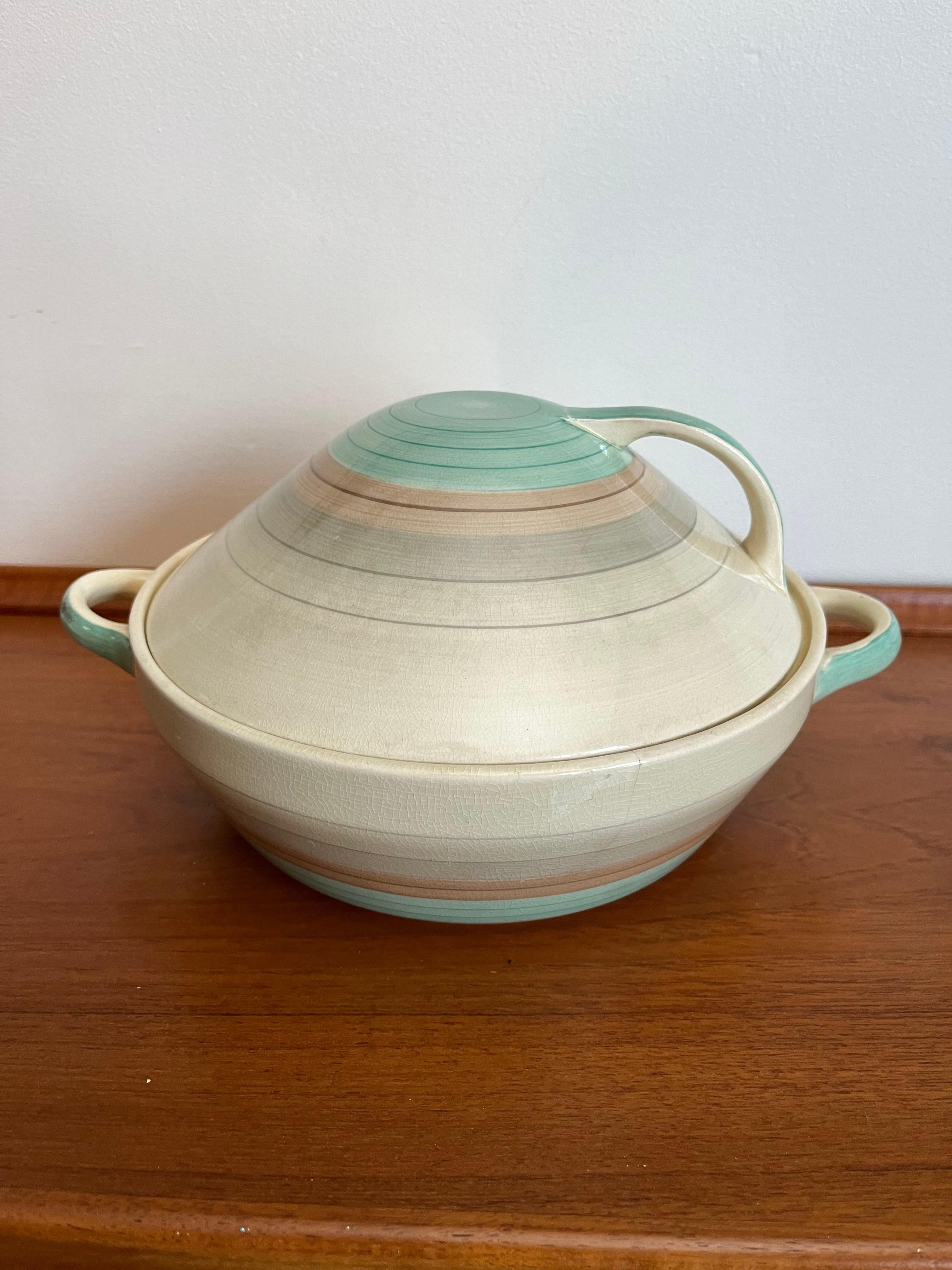 Vintage Art Deco Susie Cooper Tazón con tapa Inglaterra en Bueno estado para la venta en W Allenhurst, NJ