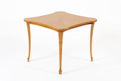 Vintage Art Deco Swedish Square Beech Scalloped Table 1940s