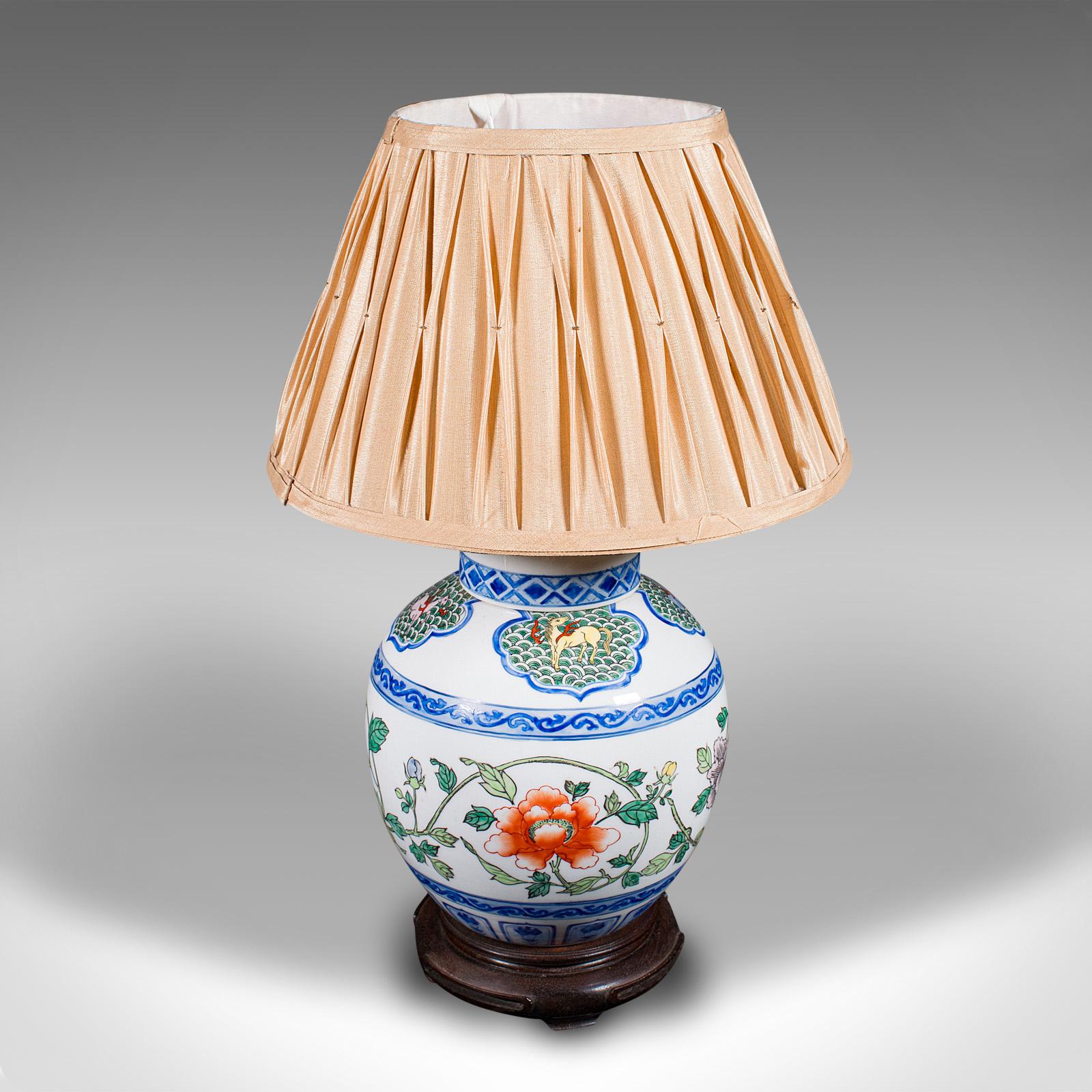 Vintage Art Deco Table Lamp, Chinese, Ceramic, Accent Light, Mid 20th Century For Sale 1