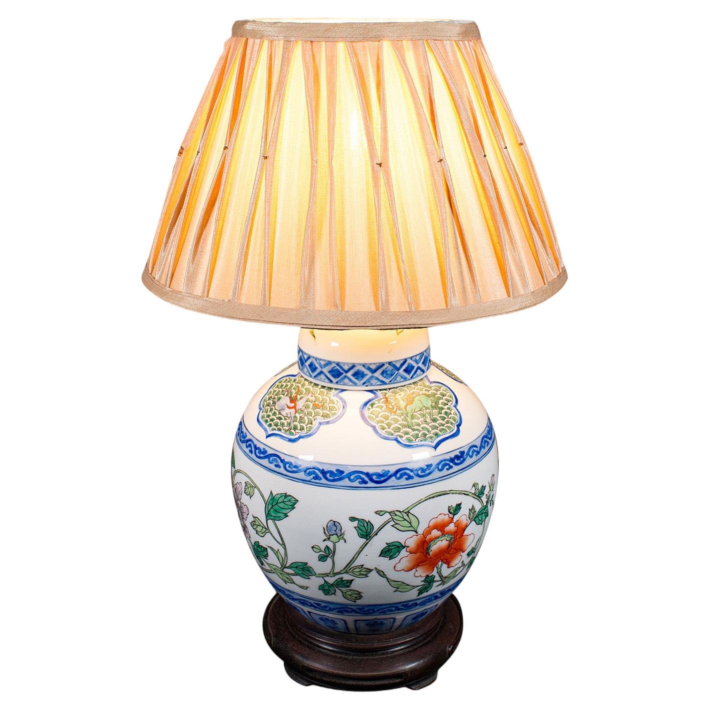 Vintage Art Deco Table Lamp, Chinese, Ceramic, Accent Light, Mid 20th Century For Sale