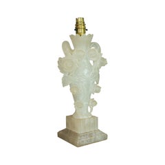 Vintage Art Deco Tischlampe:: Italienisch:: Alabaster:: Dekorativ:: um 1930