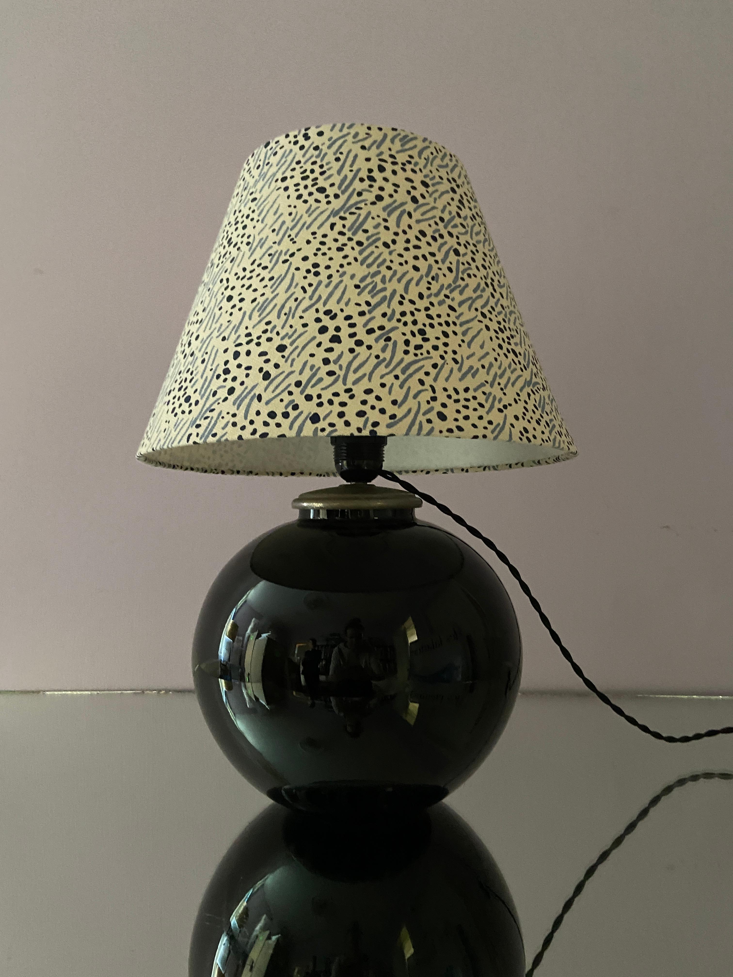French Vintage Art Deco Table Lamp with Customised Shade, France, 1930s
