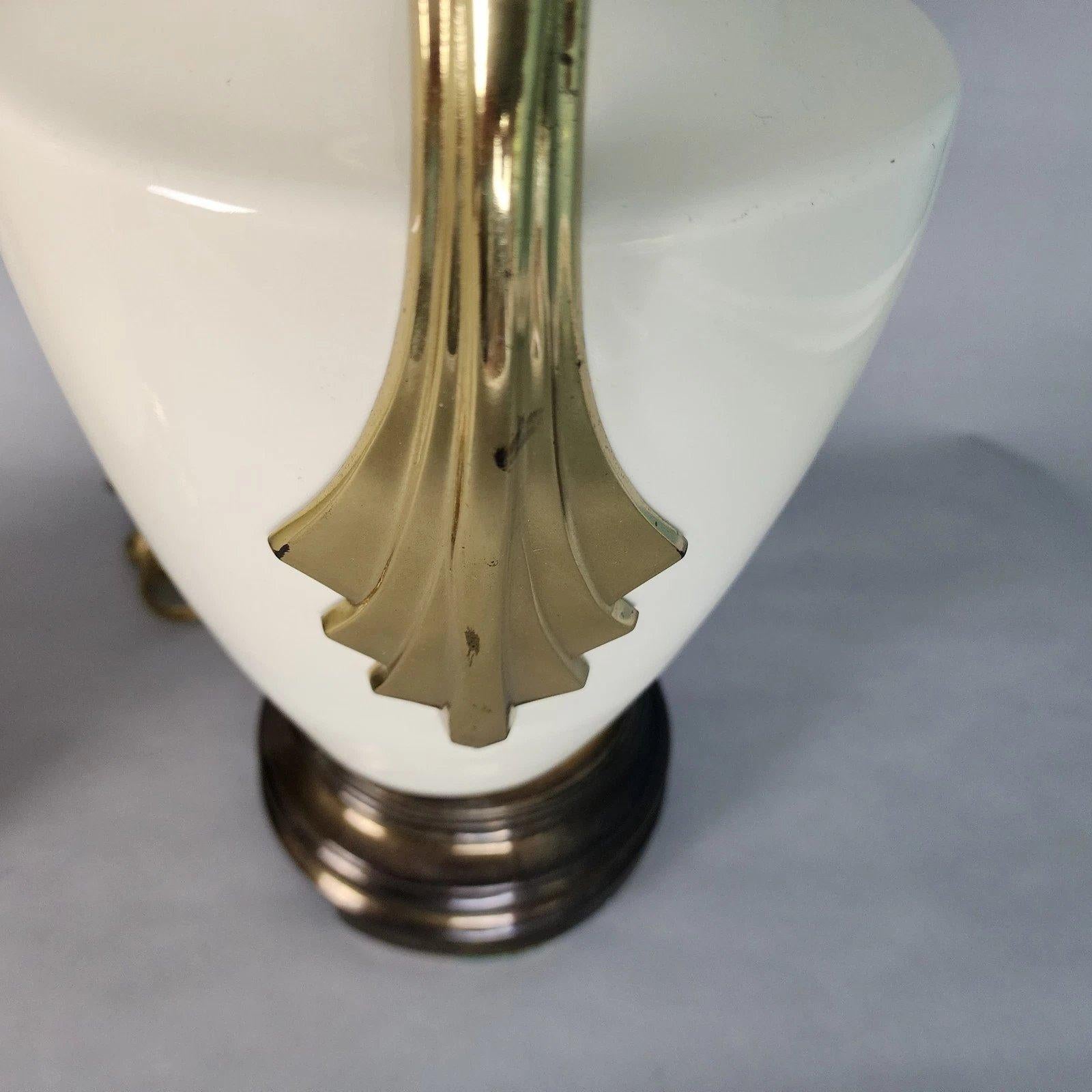 Vintage Art Deco Tischlampen Keramik Messing A Pair im Angebot 8
